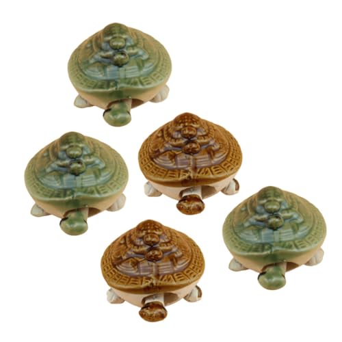 VILLFUL Aquarium-Ornament-Set 5-teilig Keramik-Schildkröte Dekoration für Aquarien leicht zu reinigen zufällige Farbe von VILLFUL