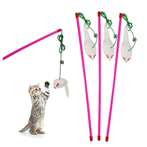 VILLFUL Lustiger Stick Teaser Training 5 Stück Katzenspielzeug Plüschmaus Für Katzen Interaktives Spielzeug Zufällige Farbe von VILLFUL