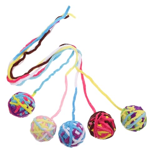 VILLFUL 5st Katzenspielzeugball Katze Fuzzy Bell Bälle Rollendes Katzenspielzeug Haustier Spielzeug Kätzchenspielzeug Für Wohnungskatzen Buntes Katzenspielzeug Katze Bommel Garn von VILLFUL