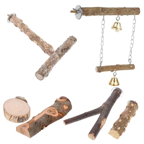 VILLFUL 6St Vogelständer-Set Käfighängematte für Holzspielständer für Vögel Holz Spielzeug holzspielzeug schmücken Eisenbahnspielzeug Vogelkäfigschaukel Sittich Käfig Dekor Balance Papagei von VILLFUL