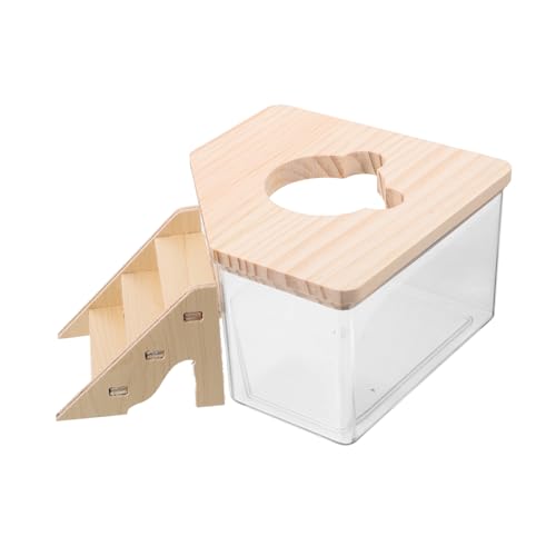 VILLFUL Hamster Streu Sandkasten Mit Deckel Hamster Sandbad Mit Rampe Transparente Buddelbox Für Kleine Tiere Ideal Für Hamster Und Meerschweinchen 2 Teiliges Set Mit Großem Sandbad Und Kleiner Treppe von VILLFUL