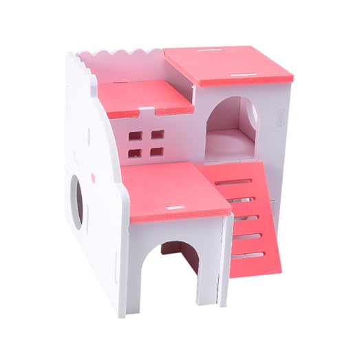 VILLFUL Holz Doppel Schicht Meerschweinchen Futtersuche Spielzeug Sicher Beißen Pet Cottage Hamster Holz Pet Supplies von VILLFUL