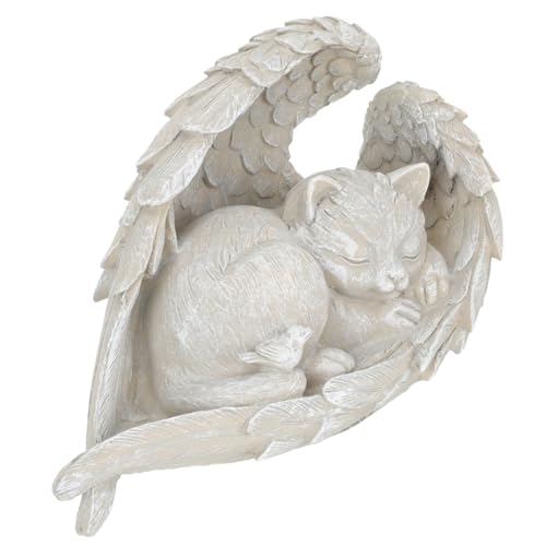 VILLFUL Haustier-Denkmal grabstein für Katzen katzenangel gartendeko rostoptik Haustier-Gedenkgeschenk Grabfigur Gartenkatze gedenkstein für Haustiere Tier-Tribut-Statue Harz Light Grey von VILLFUL