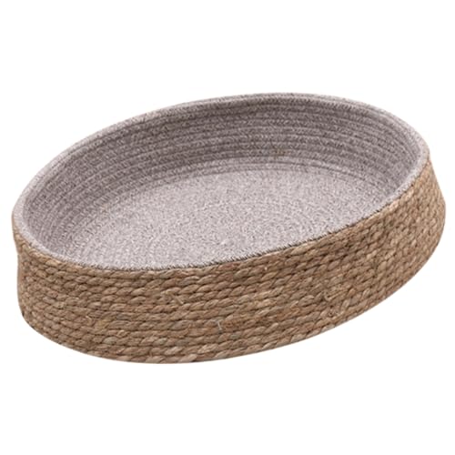 VILLFUL Haustierbett aus Rattan Geflochtenes Haustierhaus Hund Nest Katzenschlafversorgung Hasenmatte Katzenhaus pet Bed Haustiere kleines Welpenbett Rattan gewebtes Haustierbett Grasweide von VILLFUL