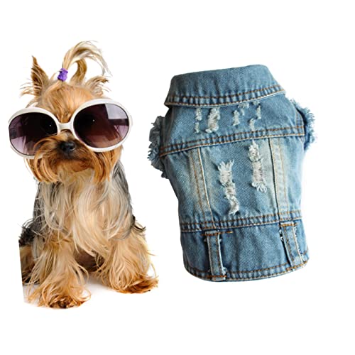 VILLFUL Hundekleidung Jeansweste Weste für Hunde Retro Styles summerdress Muskelshirt Kleider Tanktops Haustier Hund Jacke Denim-Hundewesten Frühling und Herbst Winterkleidung kleine Weste von VILLFUL