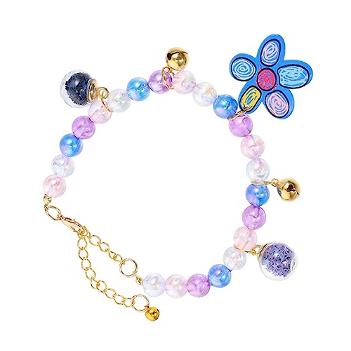 VILLFUL Luxuriöses Haustierhalsband mit Perlen Cartoon-Blumen-Kätzchen-Halskette sicher für Hunde und Katzen bequem verstellbare Größe tagsüber tragbar von VILLFUL