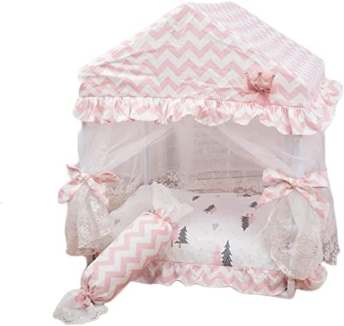 Katzenbett Prinzessinnenbett, Zwinger abnehmbares und waschbares Schlafsofa for Welpen, Hundebett, Hund vom Boden, Haustiere, warm im Winter(Pink,L) von VILUlUDD