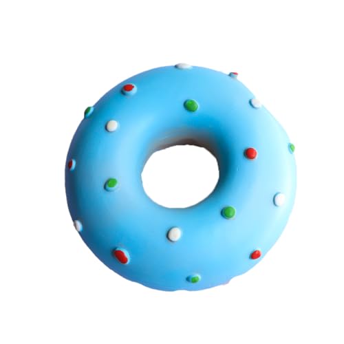 VIMIGOO Donut-Hundespielzeug – Hundespielzeug mit Geräuschen, aus Gummi, für kleine, mittelgroße und große Hunde, robustes Hundespielzeug, Latex-Hundespielzeug (blau) von VIMIGOO