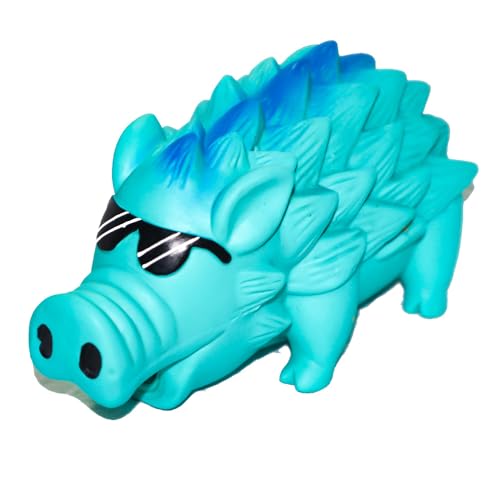 VIMIGOO Spueaky Hundespielzeug aus Latex, Grunzendes Schwein, Geräusch, Quetschschwein-Spielzeug für Hunde, Schwein, Hundespielzeug, 20,3 cm, Igelblau von VIMIGOO