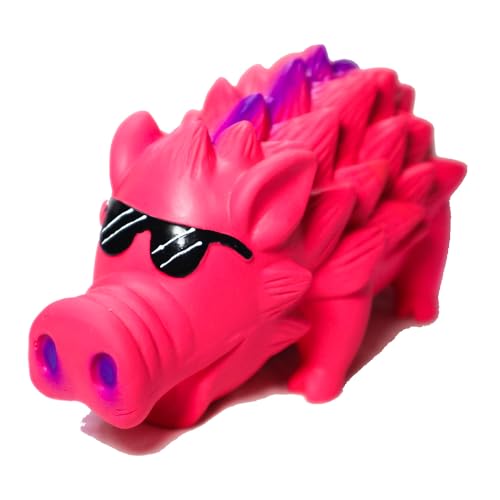 VIMIGOO Grunzendes Schweinchen aus Latex, quietschendes Spielzeug – Schwein Hundespielzeug, das oinkt, 20,3 cm Igelrose von VIMIGOO