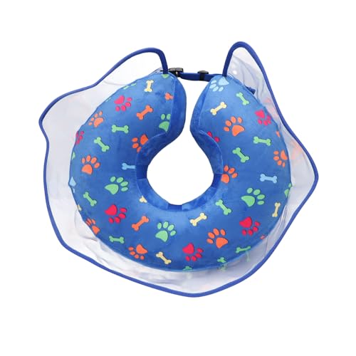 Hunde-Donut-Halsband, aufblasbarer Hundekegel nach Operationen, verhindert Kratzer, Anti-Leck-Halsband, verstellbare Größe, Kegelhalsband für kleine, mittelgroße und große Hunde (Blau, XL) von VINGVO