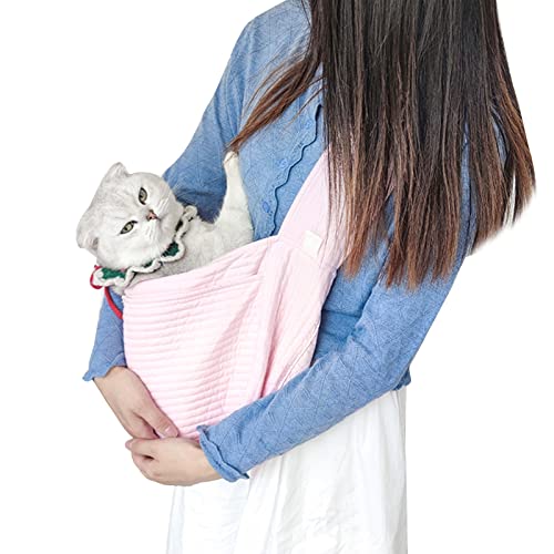 Pet Carrier Sling Bag, Dog Sling Carrier Hands Free Single Shoulder Outer Pocket Portable for Travel for Small Cats (Pink) von VINGVO