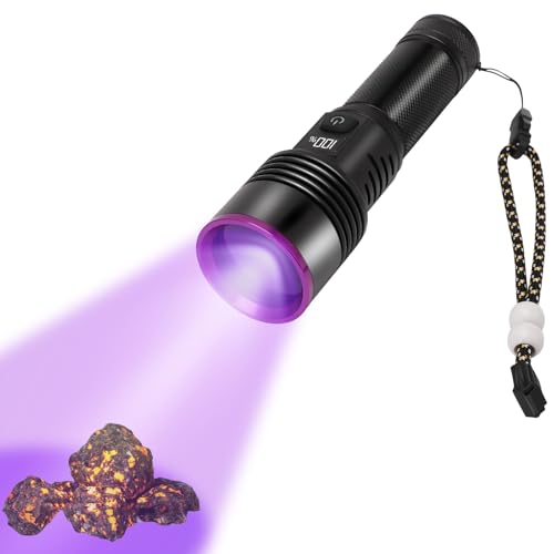 UV Taschenlampe, 20W Schwarzlicht Taschenlampe, 365nm Wasserdicht Taschenlampe LED Aufladbar, 5000mah UV Licht Taschenlampe Für Haustier Urin Erkennung, Bernstein Skorpion, Mineralien, Reisen, Bettwan von VINGVO