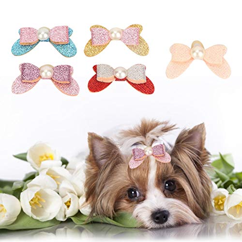 VINGVO Hundehaar Zubehör, Hundehaar Bowknot, 4,5 cm langes umweltfreundliches Polyester für Teddy Maltese, Haustier von VINGVO