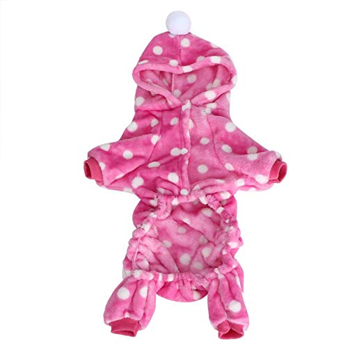 VINGVO Hundekleidung, Hunde Hoody Pet Warme Kleidung, Winter Haustier Kleidung Kleine Hundekleidung für Katzen Hunde(Pink White dots, XXL) von VINGVO