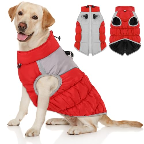 Wasserdichter Hundemantel, reflektierender Hunde-Wintermantel, Ganzkörper-Hundemantel, wasserdicht mit Reißverschluss, warme Winterjacke für kleine, mittelgroße und große Hunde, Haustierbekleidung, von VINGVO