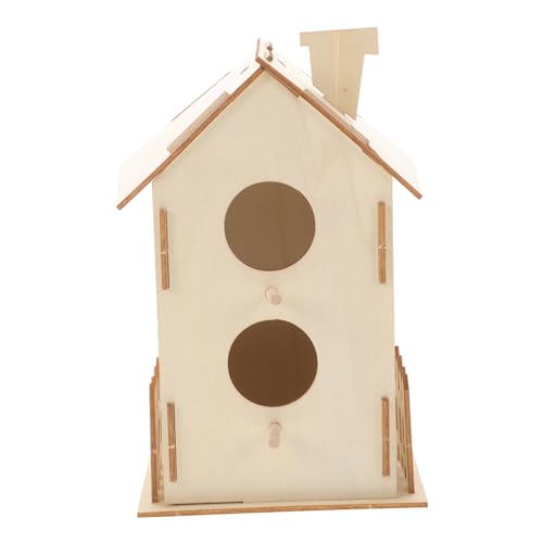 VINTORKY Vogelhausspielzeug Aus Holz Vogelhäuschen Für Draußen Vogelhäuschen Aus Holz Zum Bemalen Nistkasten Für Vögel Aus Kleines Vogelhaus Vogelhaus-Set Das Vogelnest Kind Gemalt Hölzern von VINTORKY