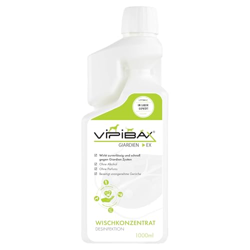 ViPiBaX Giardien Ex Wischkonzentrat 1000ml für Hund, Katze & Co- Geruchsentferner - Effektive Desinfektion gegen Giardien, Viren, Pilze & Bakterien von ViPiBaX Viren Pilze Bakterien Ex