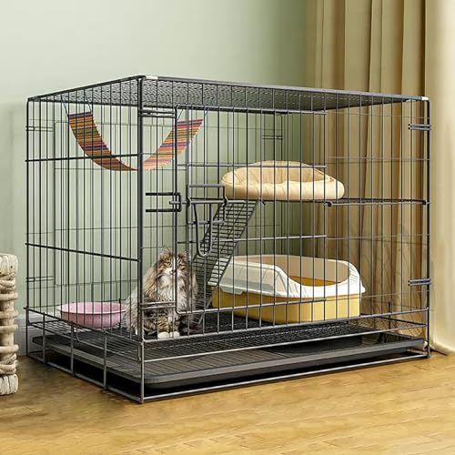 Katzenbox für Den Außenbereich, Innengehege mit Tablett, Katzenkäfig, Faltbares Reisegehege für 1–2 Katzen, Frettchen, Chinchilla, Kaninchen, Kleintiere (Color : A, Size : 26.7x19.2x23.2in) von VIQUTRG