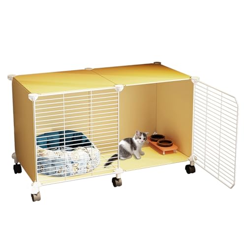 Katzengehege mit Katzenbett/Hängematte/Katzennapf, Catio-Katzengehege im Freien, Käfighaus, Katzenvilla, Katzenkäfige für Hauskatzen für 1–3 Katzen (Size : 28.3x14.5x16.1in) von VIQUTRG