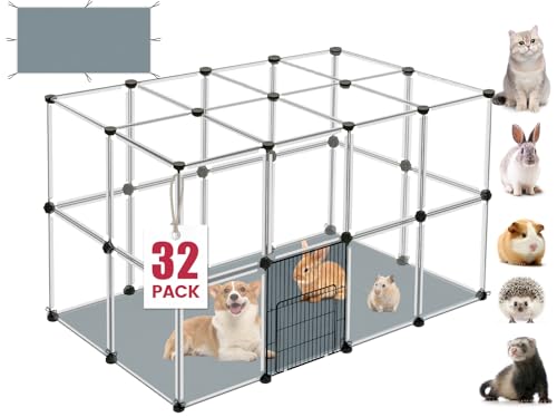Laufgitter für Kleintiere, transparent, mit wasserdichter Matte, Kunststoffgehäuse, Welpenlaufgehege, Haustierzaun, Hofzaun für Meerschweinchen, Kaninchen, Frettchen, Hamster, Igel für drinnen und Laufgitter für Kleintiere, transparent, mit wasserdichter Matte, Kunststoffgehäuse, Welpenlaufgehege, Haustierzaun, Hofzaun für Meerschweinchen, Kaninchen, Frettchen, Hamster, Igel für drinnen und von VISCOO