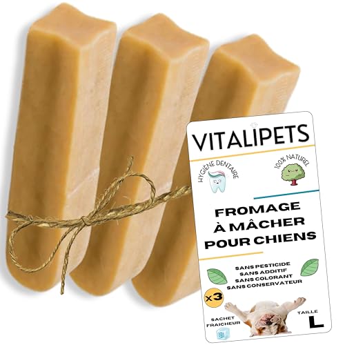 Yak-Käse für Hunde, natürliche Kauknochen, Leckereien, Beschäftigungsspielzeug, Größe L, für Hunde von 10 bis 15 kg – 3 Stück von VITALIPETS