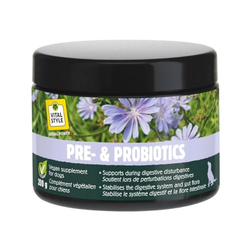 VITALstyle Pre- & Probiotics - Präbiotika und Probiotika Hund - Darmsanierung - Unterstützt eine gesunde Darmflora und Verdauung - Bei Durchfall - 100% natürlich – 200 g Pulver von VITALstyle