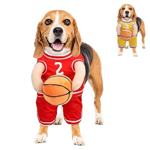 VIUXL Dog Basketball Costume with Ball, Basketball Dog Halloween Costume, Dog Basketball Player Costume, Basketball Dog Costume (Large,Red) von VIUXL