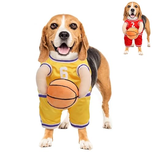 VIUXL Dog Basketball Costume with Ball, Basketball Dog Halloween Costume, Dog Basketball Player Costume, Basketball Dog Costume (Large,Yellow) von VIUXL