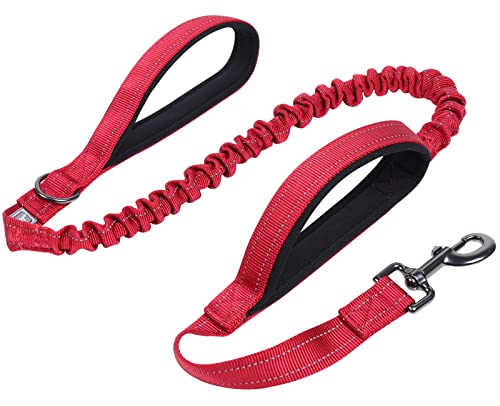 VIVAGLORY Bungee Leine Hund Hundeleine Große Hunde Line Hund Große Hunde Jogging Leine für Hund Hundeleine Elastisch, Verstellbare Längen (122-168CM), Rot von VIVAGLORY