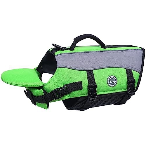 VIVAGLORY Hunde Schwimmweste mit abnehmbarem Frontauftrieb, Rettungsweste mit Reflektierenden Besätzen & Zusätzliche Polsterung zum Schwimmen & Bootfahren Neon-Grün XS von VIVAGLORY