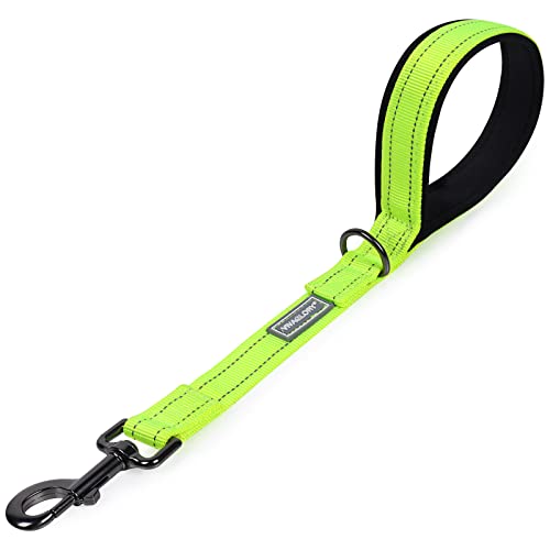 VIVAGLORY Kurz Hundeleine, Kurze Trainingsleine für Mittelgroße und Große Hunde, Kurze Verkehrsleine für Hunde, 46 cm Länge 2,5 cm Breite, Neon Gelb von VIVAGLORY