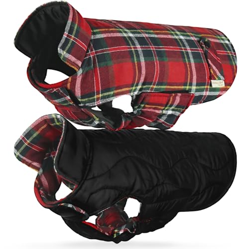 VIVAGLORY SoftJoy Hundemantel für Hunde Hundejacke Hunde Welpe Wintermantel Hund Winterjacken & Wintermäntel Hundepullover Hundemantel für Winter Warme Wendbar Fleece L Rot von VIVAGLORY