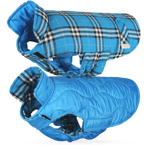 VIVAGLORY SoftJoy Hundemantel für Hunde Hundejacke Hunde Welpe Wintermantel Hund Winterjacken & Wintermäntel Hundepullover Hundemantel für Winter Warme Wendbar Fleece XXS Blau von VIVAGLORY