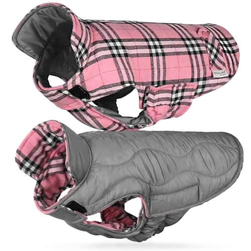 VIVAGLORY SoftJoy Hundemantel für Hunde Hundejacke Welpe Wintermantel Winterjacken & Wintermäntel Hundepullover Hundemantel für Winter Klettverschluss Wendbarer Softshell L Pink von VIVAGLORY