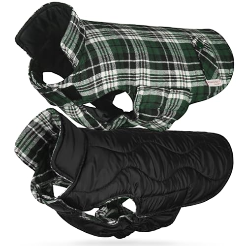 VIVAGLORY SoftJoy Hundemantel für Hunde Hundejacke Welpe Wintermantel Winterjacken & Wintermäntel Hundepullover Hundemantel für Winter Klettverschluss Wendbarer Softshell M Grün von VIVAGLORY