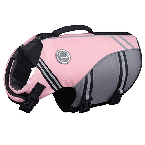 VIVAGLORY Sportstil Schwimmweste für Hunde mit Hervorragendem Auftrieb, Einstellbar & Langlebig Schwimmweste mit Sicherem Befestigungssystem für Kleine Hunde, Sakura Rosa von VIVAGLORY