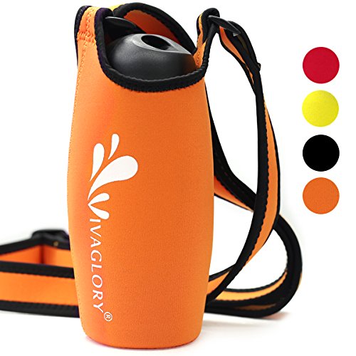 VIVAGLORY Wasserflaschenträger, Leichter bequemer Neopren-Wasserflaschenhaltertasche für tägliches Gehen, Wandern und andere Aktivitäten im Freien, passt 8.1-10cm Durchmesserflaschen, Orange von VIVAGLORY