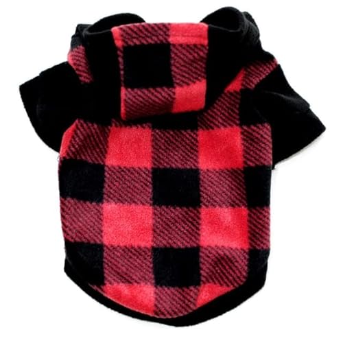 VIXDA Warme Fleece-Plaid-Hundekleidung Winter-Haustier-Kapuzen-Sport-Sweatshirt Hunde-Hoodies Französische Bulldogge Hundekostüm Mops Chihuahua-Pullover von VIXDA