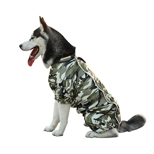 VIZAUZIE Hund Regenmantel Schneejacke Poncho Regensjacke Warm Herbst/Winter Wasserdicht Winddicht für große mittlere kleine Hund Tarnfarbe 7XL von VIZAUZIE