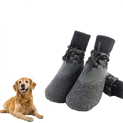 VIZAUZIE Hundeschuhe Pfotenschutz Regenschutz Hundestiefel Wasserdicht Für Haustier Kleine Mittlere Und Große Hunde 4 Stücke Grau S von VIZAUZIE