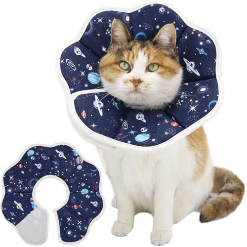 Halskrause Katzen Halsband Soft Weich Katze Schutzkragen Anti Biss Safety Geeignet für Hauskatzen und Hunde (Stern-Muster (blau), Bitte sehen Sie das Bild für die genaue Größe) von VJUYSW