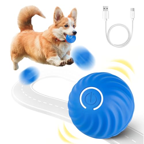 VMUTGA Ball Interaktives Hundespielzeug Ball, Interaktives Hunde Ball Spielzeug, Selbstrollender Ball Hund, USB Wiederaufladbar, Strapazierfähiger Automatisch Rollender Ball für Welpen/Kleine von VMUTGA