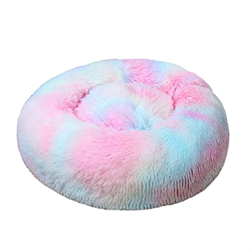 VNSMM Hundebett Hundematte Donuts Hundebettkorb Beruhigungsbett Haustierhütte Katzenhaus Kuschelkatzenbetten für kleine große Hunde(Rainbow,L 70cm) von VNSMM