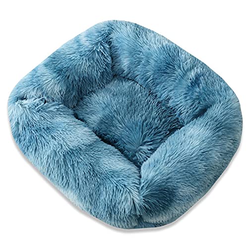 VNSMM Hundebett Hundematte Hundebett, Plüsch-Katzenmatte, Hundematte für kleine, mittelgroße Hunde, Welpenbett, Nestkissen(Colorful Blue,L-80x70x18cm) von VNSMM