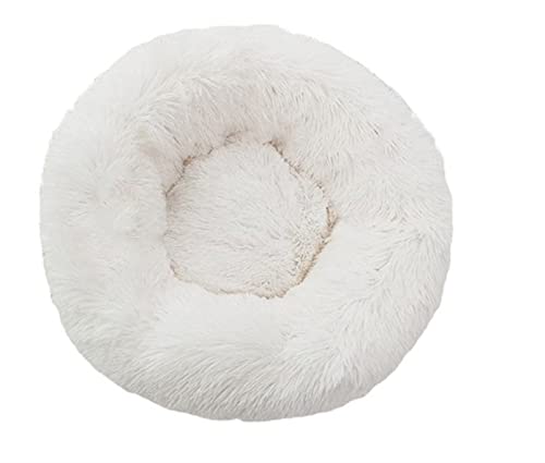 VNSMM Hundebett Hundematte Rundes Plüsch-Katzenbett-Haus-Katzen-Matte Winter-warmes schlafendes Katzen-Nest-weicher Langer Plüsch-Hundekorb(White) von VNSMM