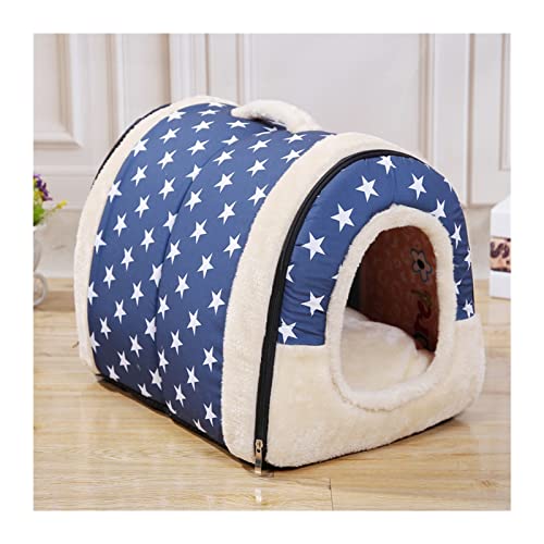 VNSMM Hundebett Hundematte Weiches, rutschfestes, warmes Haustierbett für große, mittelgroße, kleine Haustiere, Katzen, Hundehütte, Schlafhütte, Bettmatte(Blue White Stars,L 60x45cm) von VNSMM