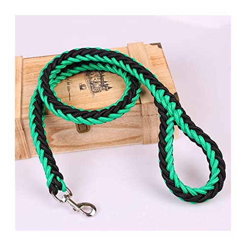 Verstellbare Führleine 1,2 m Lange Handgestrickte Leine für große Hunde, Nylonseil, Eisenschnalle, Zugseil für Haustiere Hundeleine(Black Green,XL) von VNSMM