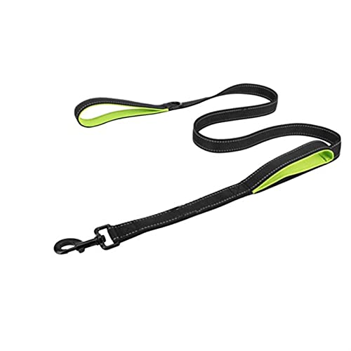 Verstellbare Führleine Hundeleinen Outdoor Travel Dog Training Kette Seil Heavy Duty Double Handle Leine Hundeleine(Black with Green) von VNSMM