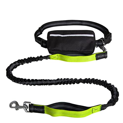 Verstellbare Führleine Pet Traction Rope Sports Laufende Hundeleine mit Gürteltasche Set Reflektierende Nachttelefontasche Hundeleine(Green) von VNSMM